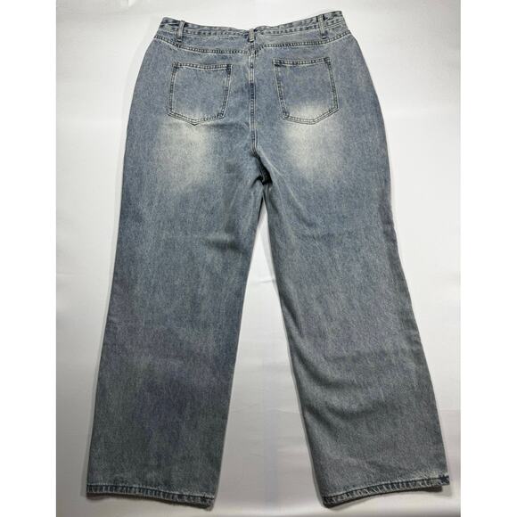 NWT Micas Women's Criss Cross Button Fly Wide Leg Denim Jeans - Size XXL (37x30) - Picture 2 of 5